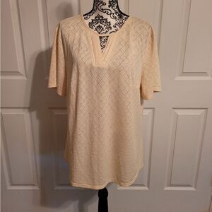 Unbranded yellow open knit‎ v neckline top XXL
